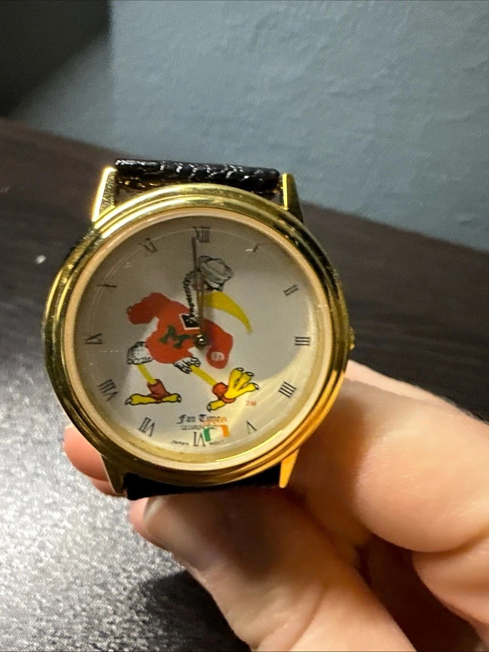 Fan time Miami hurricanes  Watch Leather Watch in Black & Gold